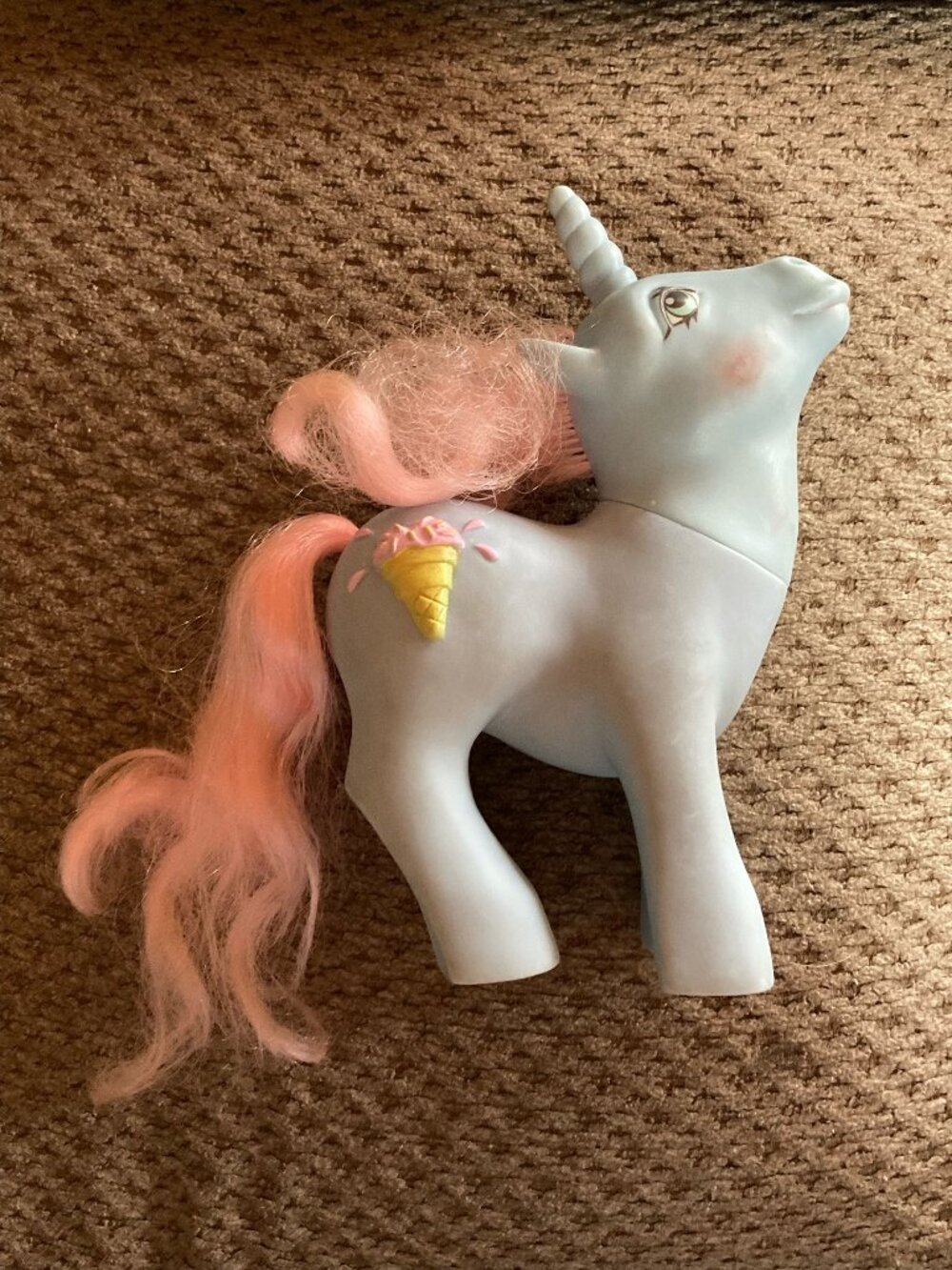 Vtg 1987 My Little Pony G1 blue Sundae Best Coco Berry unicorn 3D ice cream cone